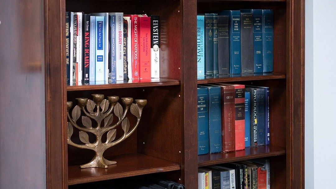 bookshelf with legal books